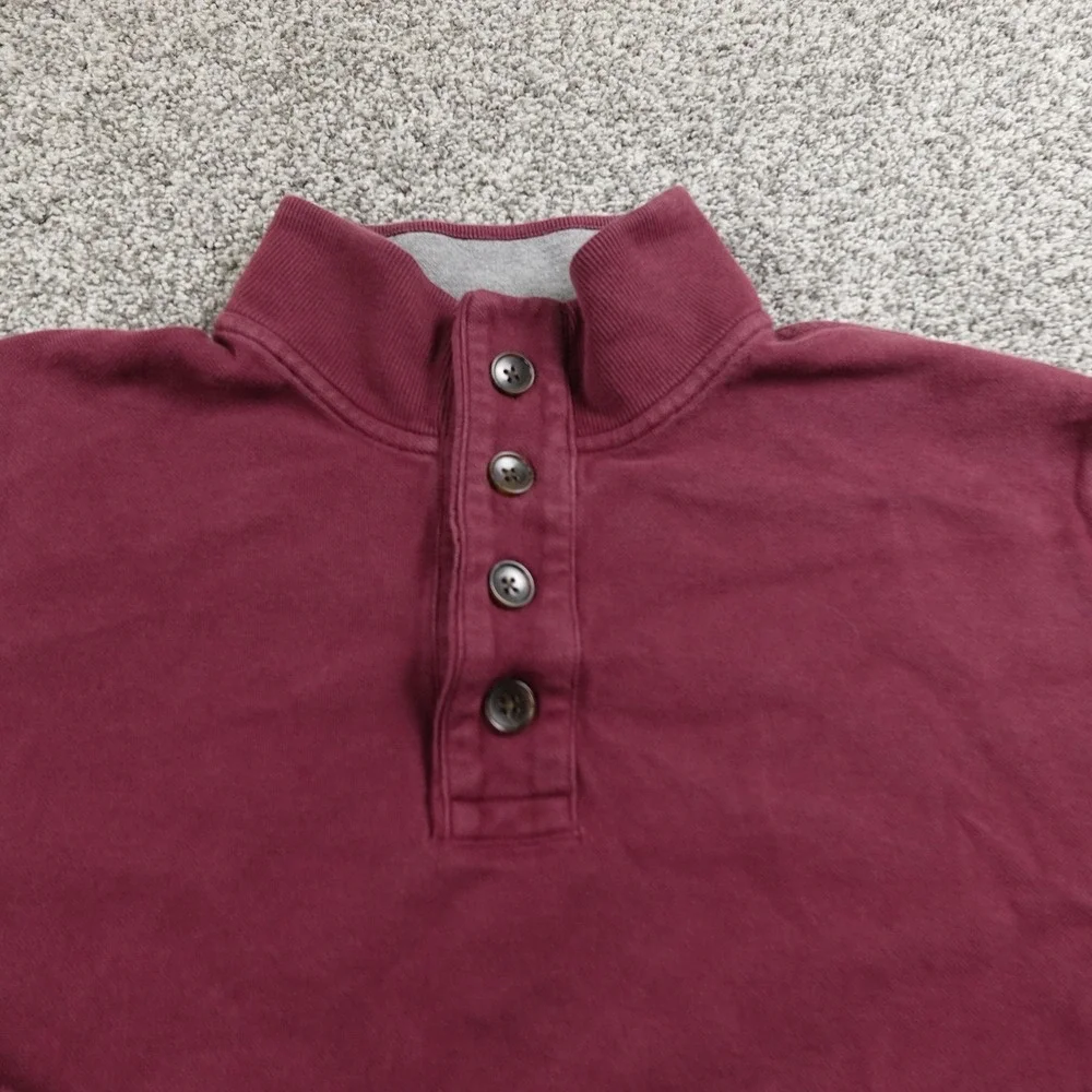 Brooks Brothers Sweatshirt Mens XL Red Rugby Mock Henley Sweater Elbow Patch Top